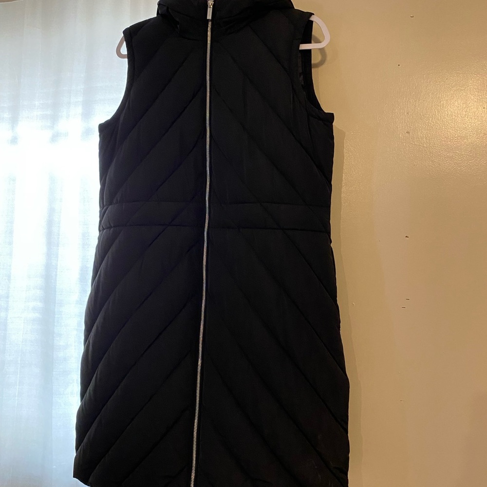Calvin Klein Womens Chevron Quilted Long-Line Vest